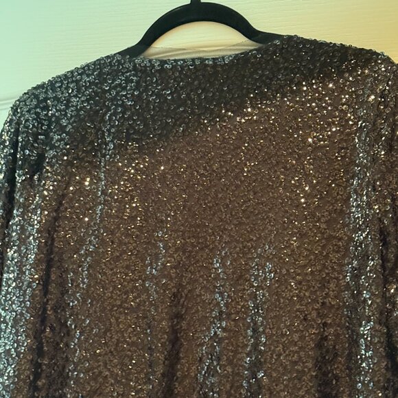 JCrew | Sequin Cotton Open Cardigan | Black | Size: M - Picture 3 of 15